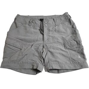The North Face Womens 4 Gray Nylon 6" Inseam Cargo Shorts Mid Rise‎ READ